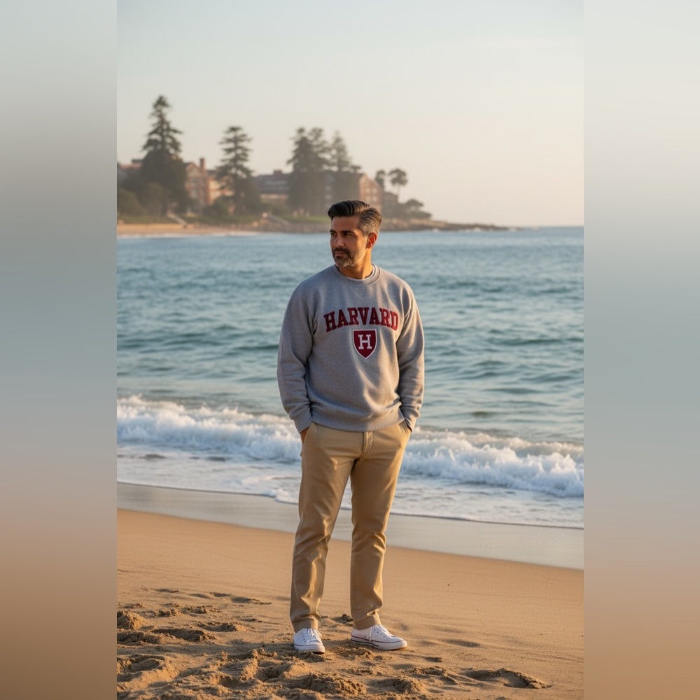 Harvard Embroidered Gray Crewneck Sweatshirt - Collegiate Pullover Medium Gray